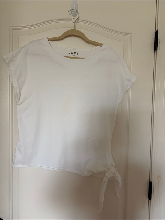 LOFT Tops - LOFT White Cap-Sleeve Tie-Hem Tee